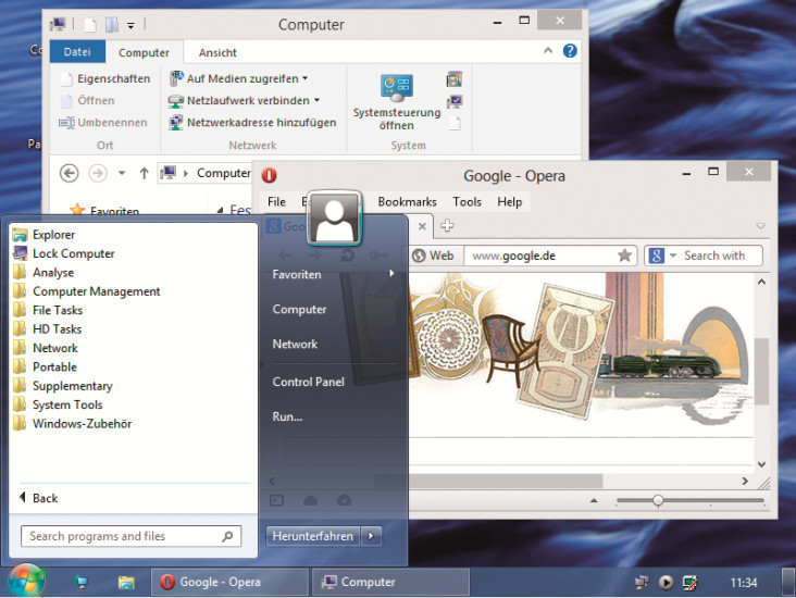 Live-Stick in Aktion: Das Live-Windows hat vollständigen Zugriff auf die Festplatten des PCs und auf das Netzwerk