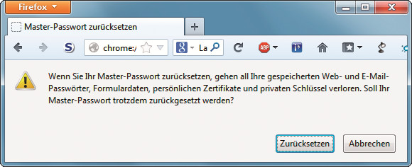 Master-Passwort zurücksetzen: Über eine versteckte Funktion setzen Sie das Master-Passwort von Firefox zurück