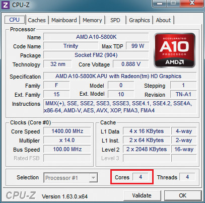 CPU-Z: Zwei oder vier Prozessorkerne sollten es schon sein, um die Geschwindigkeit einer SSD voll auszuschöpfen