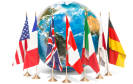 G7-Länder mit Flaggen vor Globus