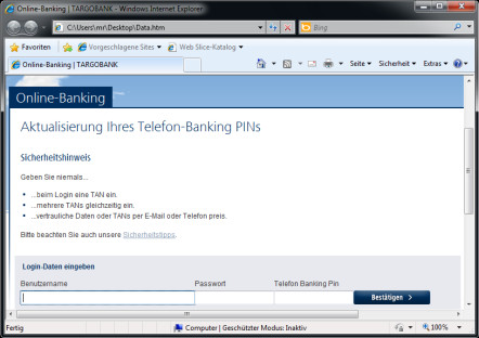 Sicherheit: Phishing-Angriffe auf Targobank