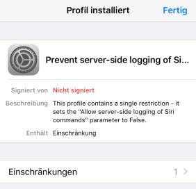 iOS-Profil für Sirl-Loggung