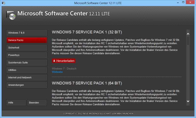 Microsoft Software Center: Das kostenlose Tool lädt die ISO-Datei zur Installation von Windows 7 auf Ihren PC.
