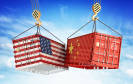 Container mit amerikanischer und chinesischer Flagge