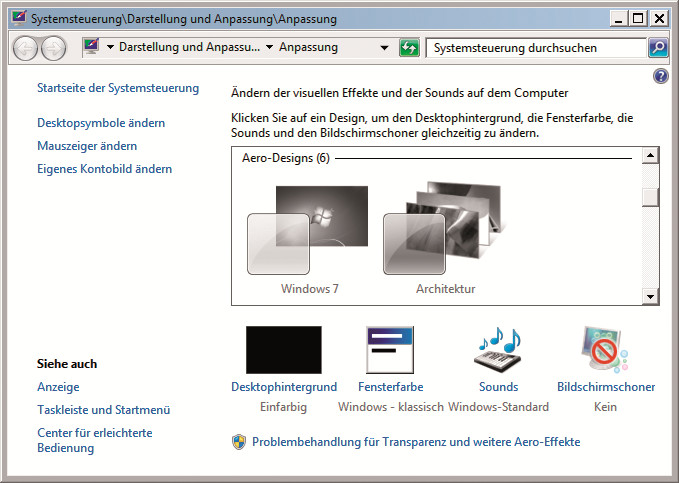 Diagnosesystemstart: In Startmodus „Diagnosesystemstart“ sind viele visuelle Effekte in Windows 7 deaktiviert.