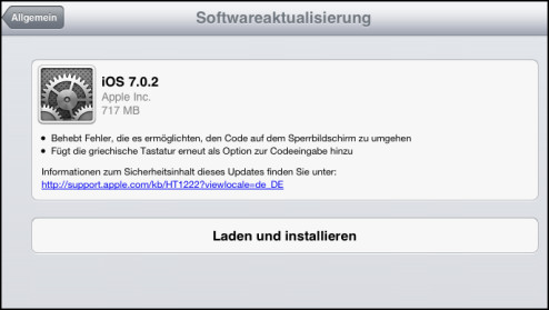 iPhone & iPad: Apple schiebt iOS-Update 7.0.2 nach