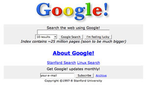 Erste Google-Seite: So sah die Internetsuchmaschine vor 15 Jahren aus