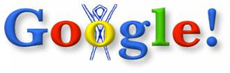 Erstes Doodle: Google zeigte dieses abgeänderte Logo auf seiner Webseite am 30. August 1998, anlässlich des Festivals Burning Man