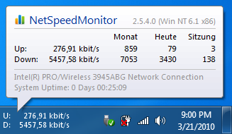 NetSpeedMonitor misst den Up- und Download-Traffic Ihres Netzwerks sowie dessen Geschwindigkeit.