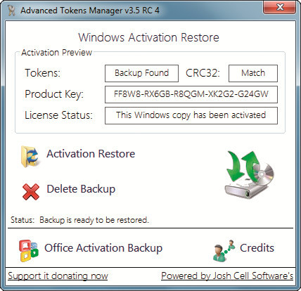 Advanced Tokens Manager: Wenn Sie ein aktiviertes Windows 7 Ultimate auf Ihrem PC haben, kopieren Sie die Aktivierung mit diesem Tool in die VHD