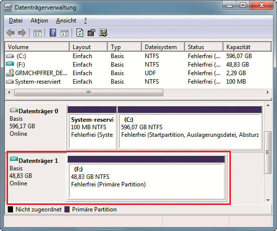 VHD mounten: Die Datenträgerverwaltung von Windows bindet eine VHD-Datei auf Wunsch als Laufwerk ein