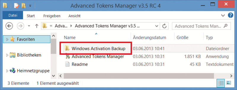 Aktivierung sichern: Der Ordner „Windows Activation Backup“ enthält die gespeicherte Aktivierung Ihres Windows.