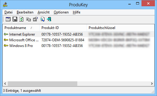 Produkey ermittelt für Sie die Produktschlüssel Ihrer Windows- und Office-Installationen.