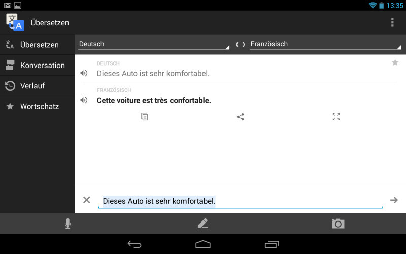 Google Übersetzer: Die kostenlose Android-App beherrscht mehr als 70 Sprachen und liest die Übersetzungen auch vor.