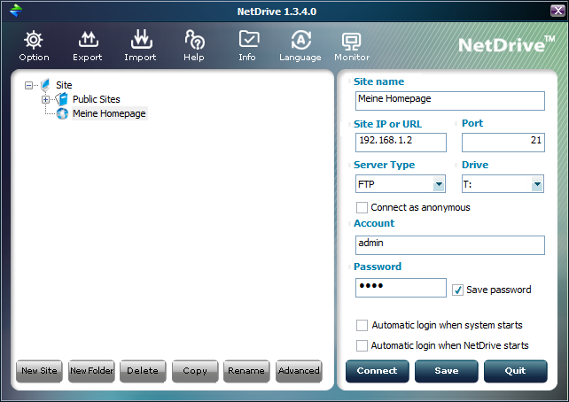 NetDrive bindet Ihren Online-Speicherplatz per FTP oder WebDAV wie ein lokales Laufwerk in WIndows ein.