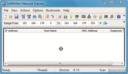 Prozess finden: Wenn Sie das Fadenkreuz auf ein Programmfenster – hier des Softperfect Network Scanners – ziehen, zeigt Ihnen das Tool den dazugehörenden Prozess an