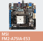 MSI FM2-A75IA-E53: 4 SATA-III-Anschlüsse, 4 USB-3.0-Ports (2 onboard, 2 optional), maximal 2 RAM-Module mit insgesamt 32 GByte, Straßenpreis: 80 Euro.