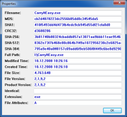 Der Befehl „Hash-Eigenschaften“ im Kontextmenü von HashMyFiles zeigt ausführlichere Angaben, bei Programmen etwa die Dateiversion.