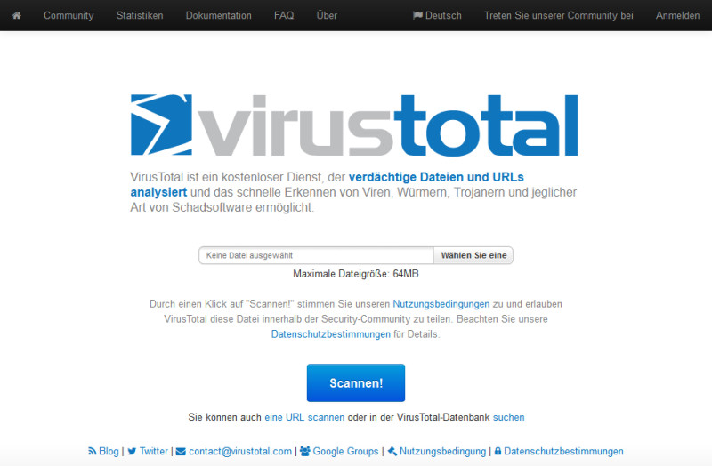 Virustotal: Der kostenlose Online-Dienst prüft Dateien mit mehr als 40 Virenscannern auf Schadcode, Viren und Trojaner.