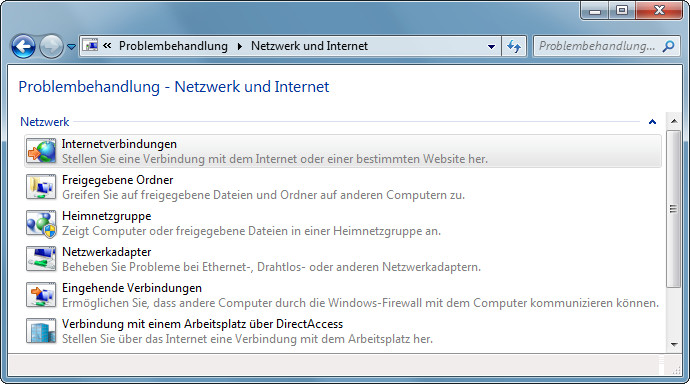 Tipp 29 – Netzdiagnose: Windows 7 enthält sechs Diagnose-Tools, mit denen sich zum Beispiel Probleme mit der Internetverbindung analysieren und beheben lassen.