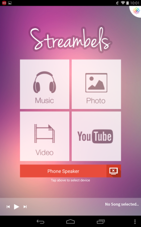 Streambels AirPlay/DLNA Player streamt Musik, Fotos & Videos von Ihrem Android-Gerät an Airplay- oder DLNA-Empfänger. So bringen Sie beispielsweise die neuesten Urlaubsfotos auf einen internet-fähigen Fernseher oder Ihres MP3-Musik auf Ihr Internet-Radio.