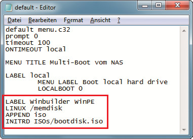Boot-Menü bearbeiten: Diese vier Zeilen fügen dem Boot-Menü Windows PE hinzu