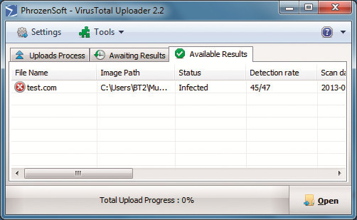 Mit dem Virustotal Uploader lassen sich verdächtige Dateien sehr einfach überprüfen