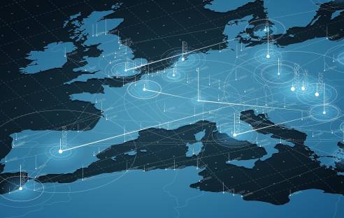 Europa auf digitaler Karte