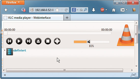 Per Webinterface lässt sich der VLC Media Player im Browser fernsteuern