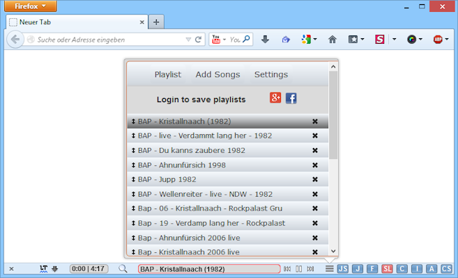 Die Firefox-Erweiterung Firetube verwandelt die Add-on-Leiste des Browsers in eine komforta­ble Musikbox. Zur Titelauswahl und als Musikquelle nutzt die Erweiterung das Videoportal Youtube.