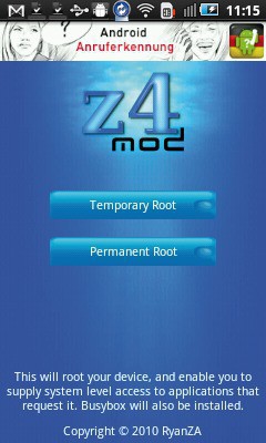 Z4mod bietet Ihnen zwei Rooting-Varianten an und macht die Modifikation auf Wunsch auch wieder rückgängig.