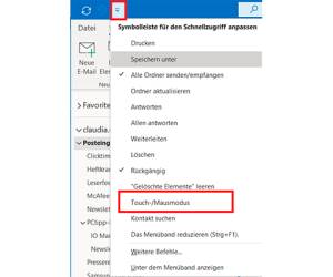 Outlook 365/2019: Touchmodus aktivieren und verwenden – so gehts