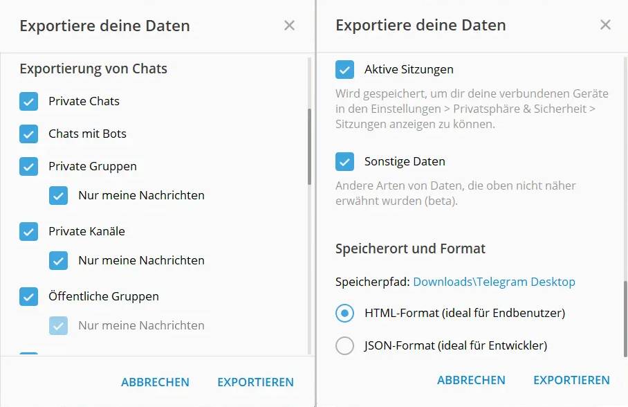 Screenshots Telegram-Export