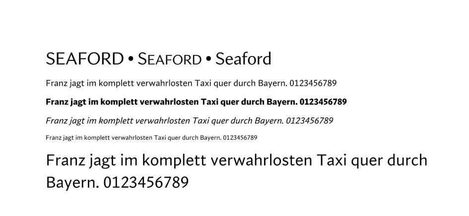 Schriftmuster mit Font Seaford