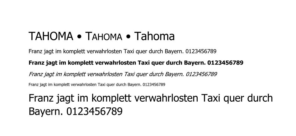 Schriftmuster mit Font Tahoma