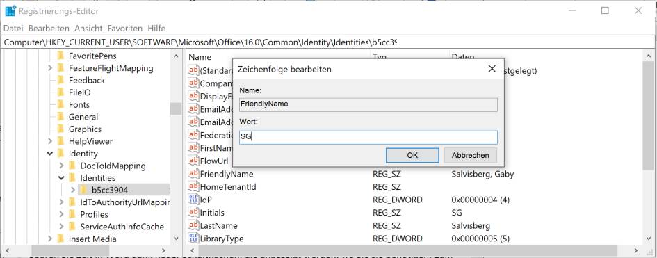 Screenshot Registry-Editor