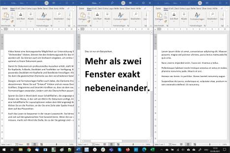 Screenshot dreier Word-Fenster nebeneinander