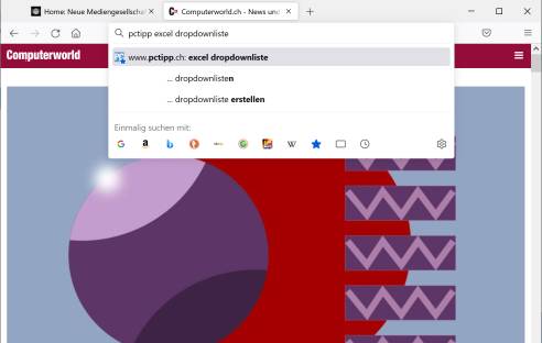Screenshot Firefox mit Adressleistensuche