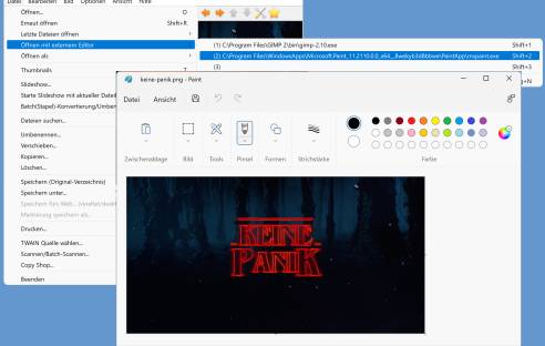 Screenshots Irfanview und MS Paint