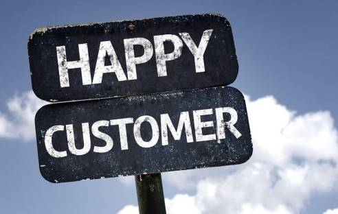 Schild "Happy Customer"