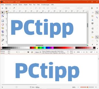 Vergleich PCtipp-Schriftzug als Vektor- und Bitmapgrafik