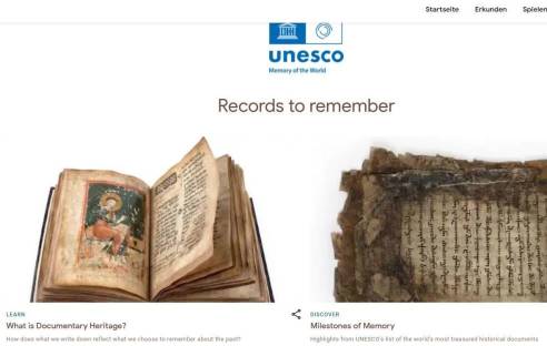 Unesco "Memory of the world" banner bei Google Arts & Culture