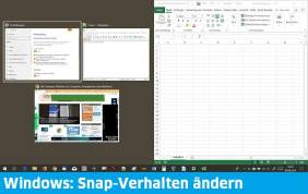 Screenshot Windows-Desktop mit gesnapptem Excel-Fenster