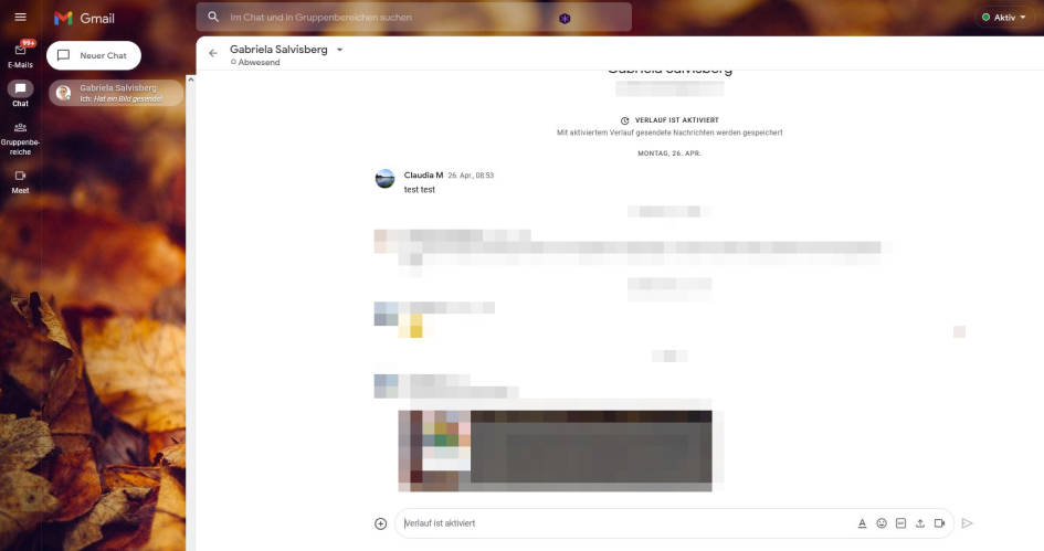 Screenshot Google Chat im Browser