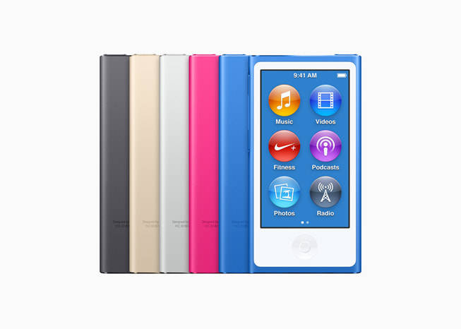 iPod Nano der 7. Generation in fünf verschiedenen Farben