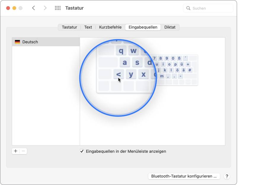 Screenshot der Mac-Tastaturvorschau