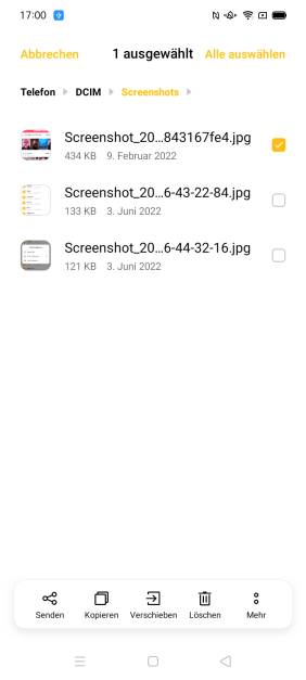 Die Kopier- und anderen Dateifunktionen auf dem Oppo-Smartphone