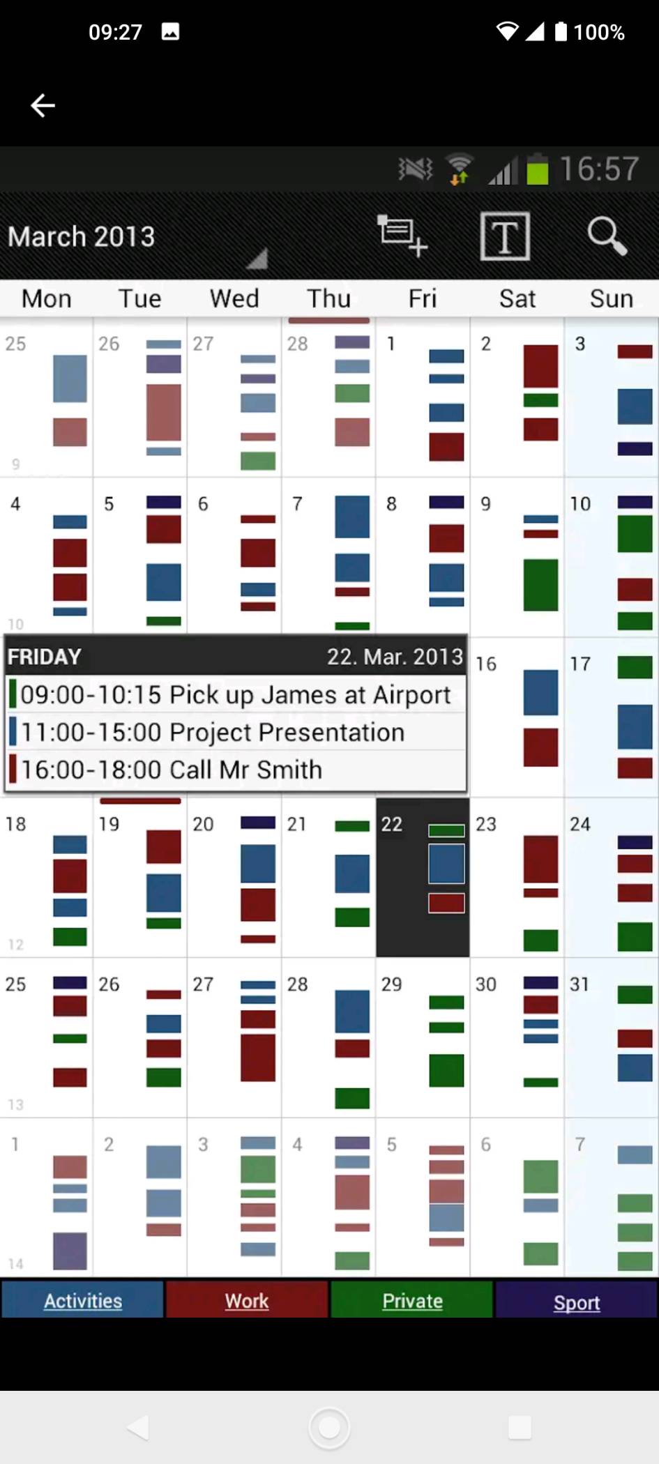 Screenshot der Kalender-App