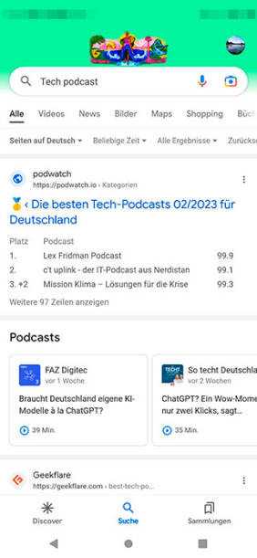 Podcast-Suche via Google-App