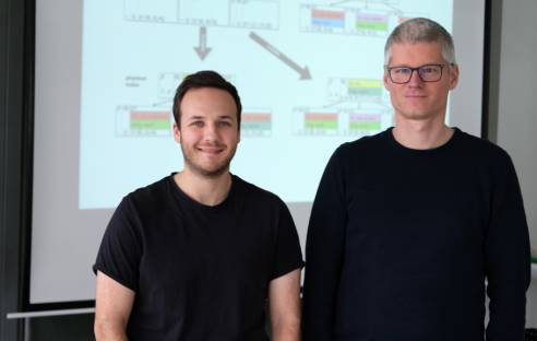 Professor Jens Dittrich (rechts) und Doktorand Joris Nix wollen hocheffiziente Indexstrukturen "züchten".